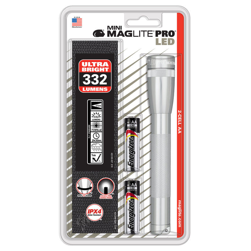 MAGLITE SP2P10H Φακός MINI PRO 2x AA LED ασημί