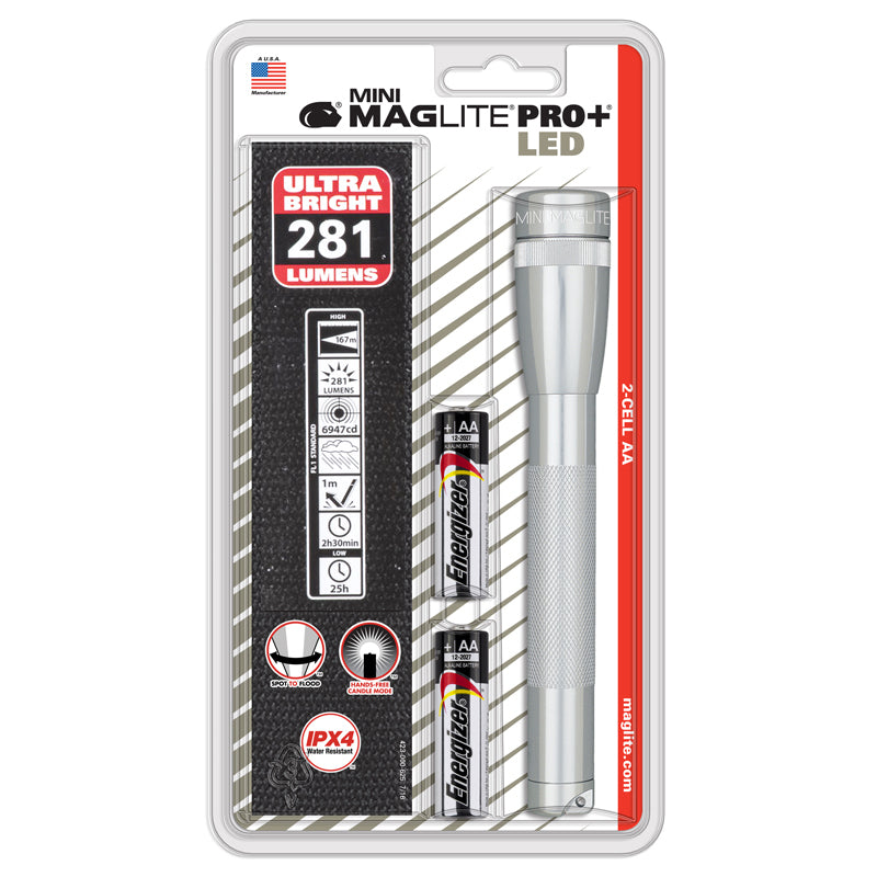 MAGLITE SP+P10H Φακός MINI PRO+ 2x AA LED ασημί