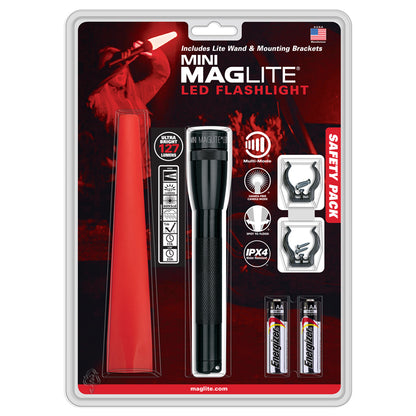 MAGLITE SP2201G Φακός MINI LED μαύρος & KIT ασφαλείας κόκκινο