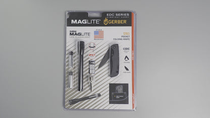 MAGLITE SP32TRK Φακός MINI 2x AAA LED μαύρος & μαχαίρι Gerber KIT